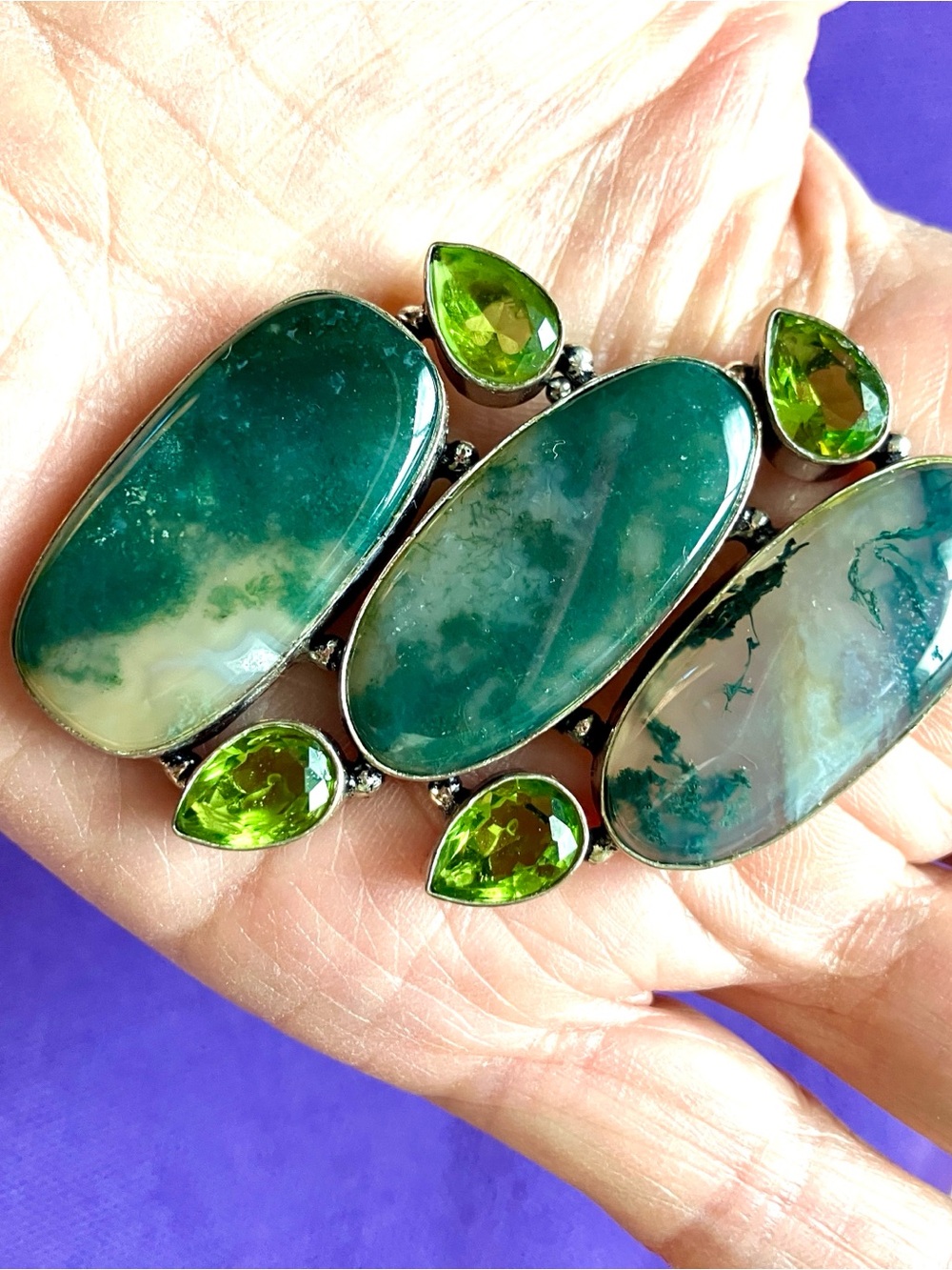 Green Agate and Peridot-Color Statement pendant only